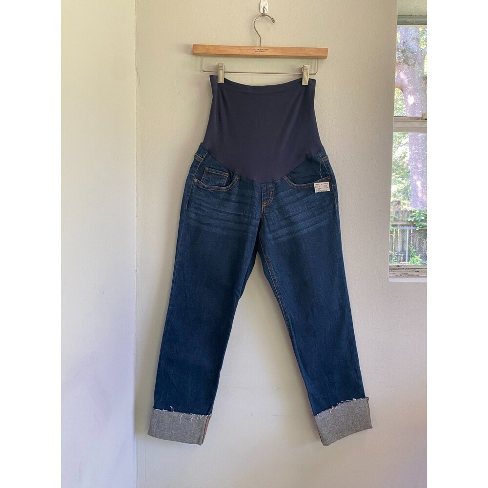 NEW NWT Motherhood Maternity Indigo Blue Jeans Crop XSmall Secret fit Stretch